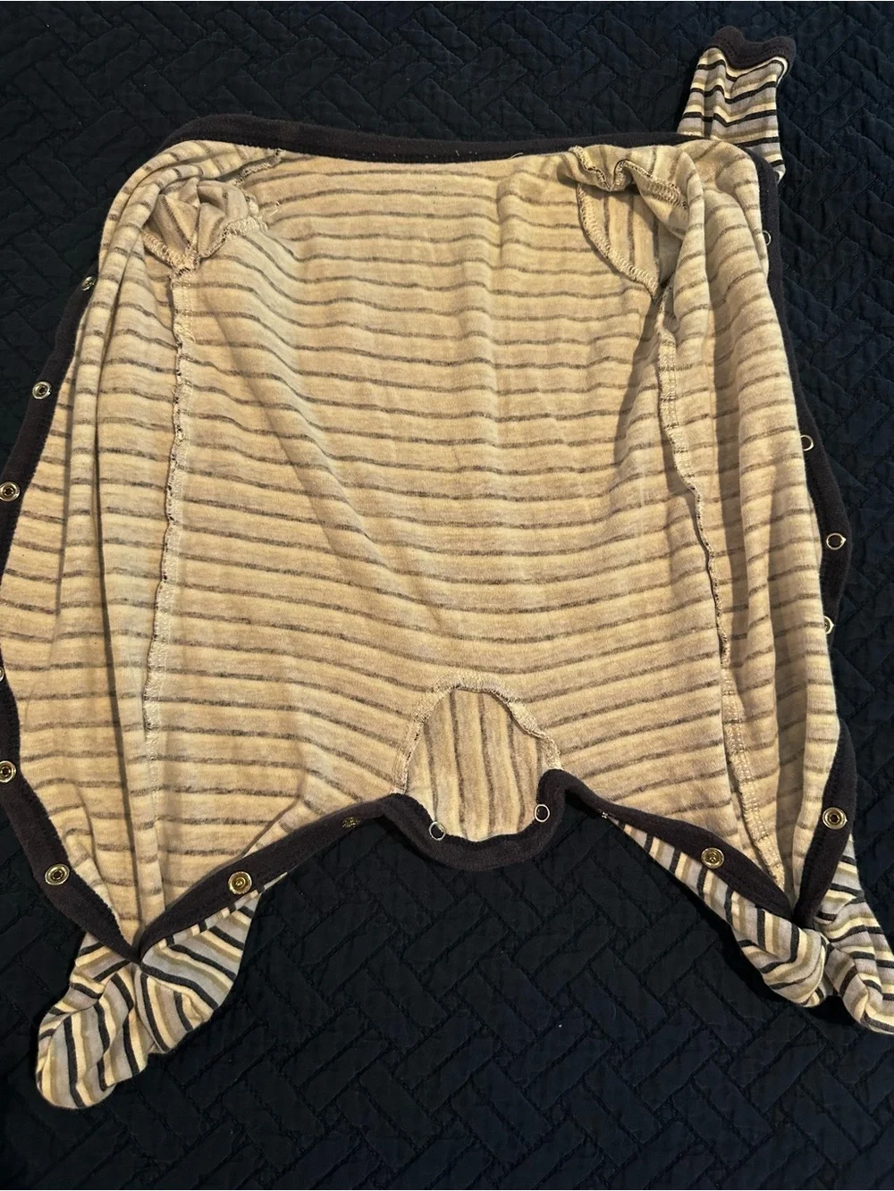 Striped Blue & Brown Footed Baby Cotton One-Piece Play and sleep size 0-3 Months